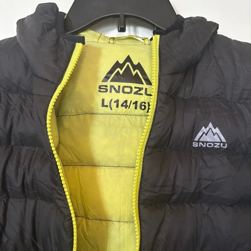Snozu Kids Hooded Black Jacket Sz L 14 16 Black‎